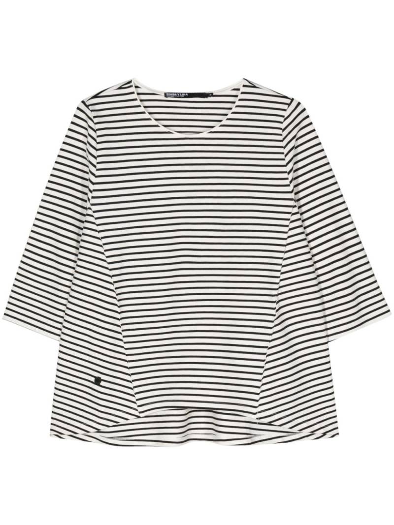 Bimba y Lola logo-plaque striped T-shirt - Black von Bimba y Lola