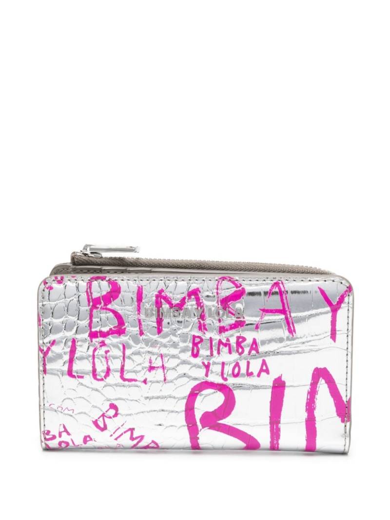 Bimba y Lola logo-stamp crocodile-effect wallet - Silver von Bimba y Lola