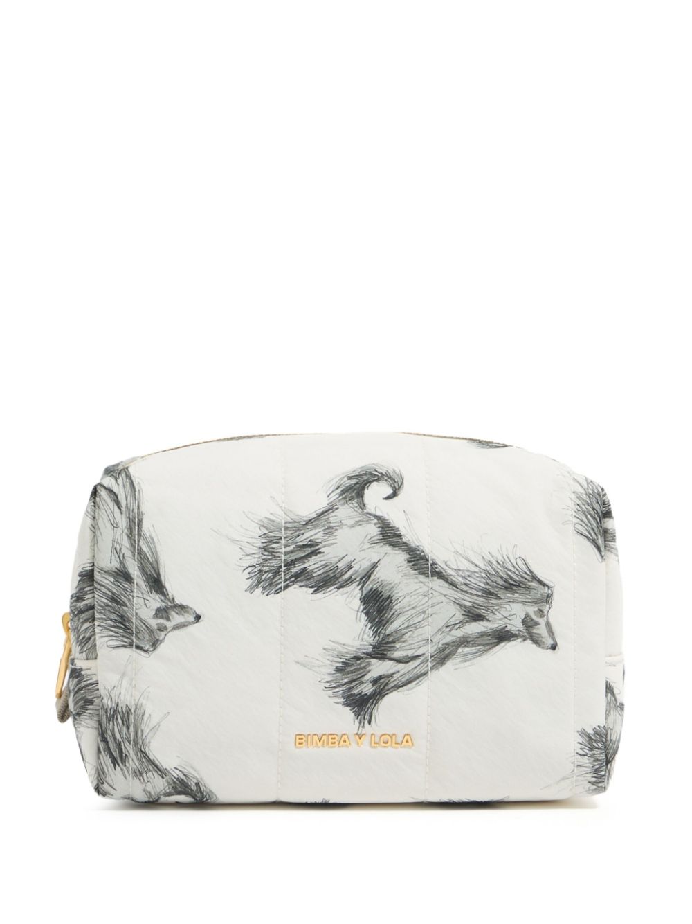 Bimba y Lola medium Greyhound-print makeup bag - White von Bimba y Lola