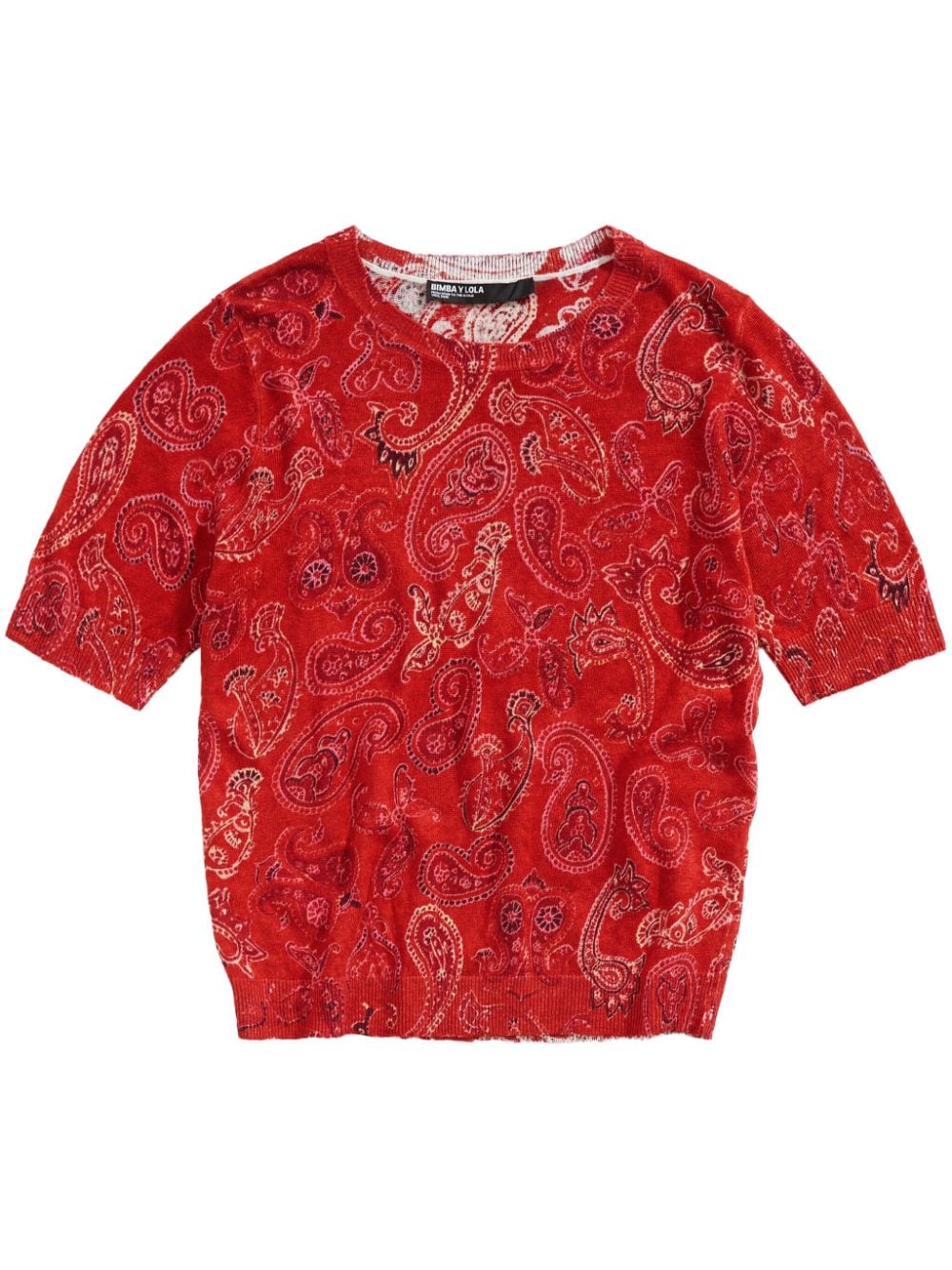 Bimba y Lola paisley-print linen knitted top - Red von Bimba y Lola