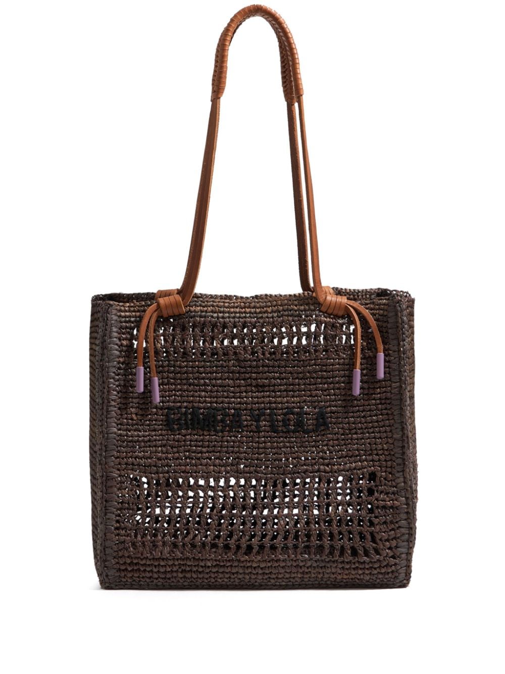 Bimba y Lola raffia knitted tote bag - Brown von Bimba y Lola