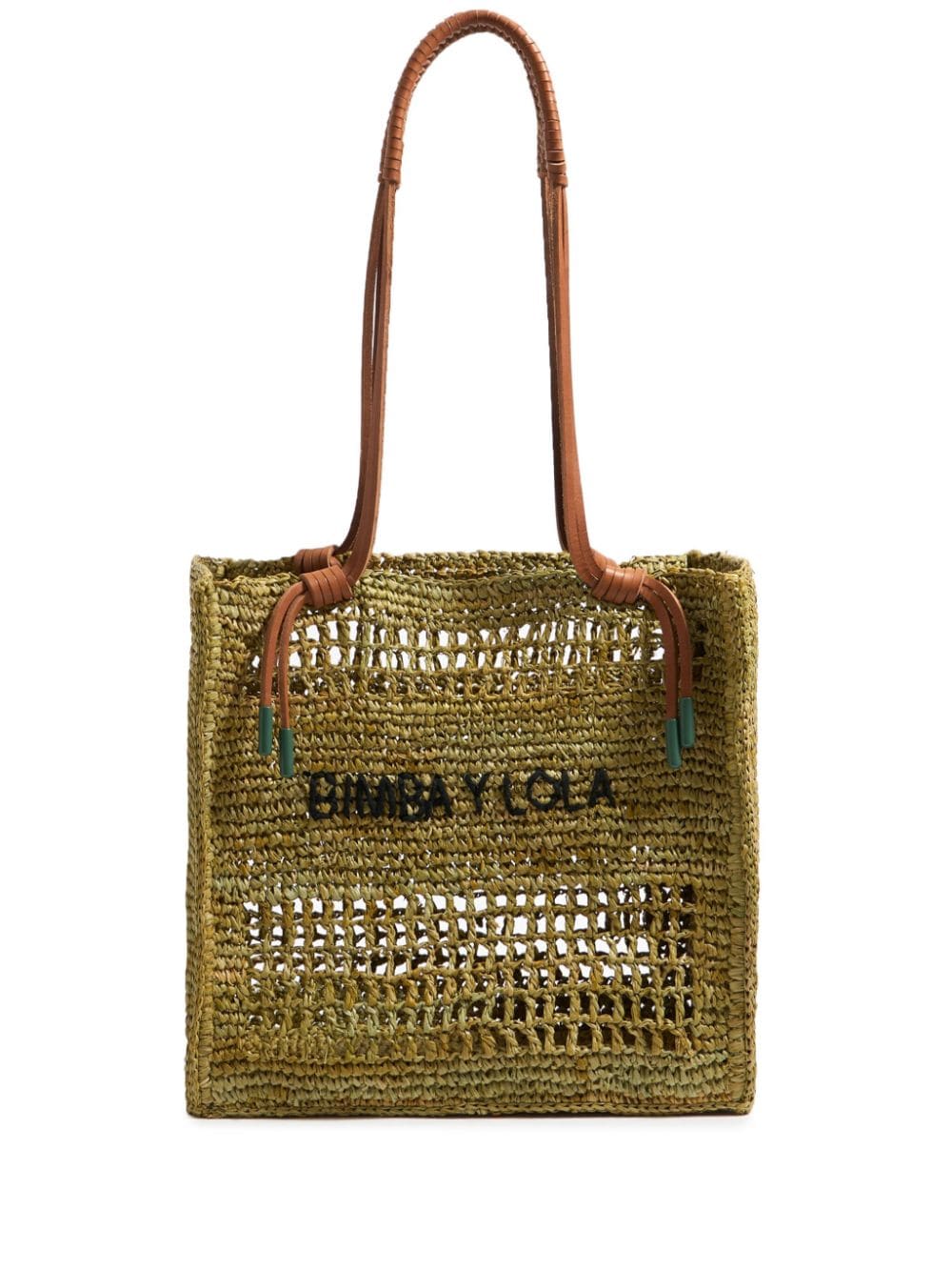 Bimba y Lola raffia knitted tote bag - Green von Bimba y Lola