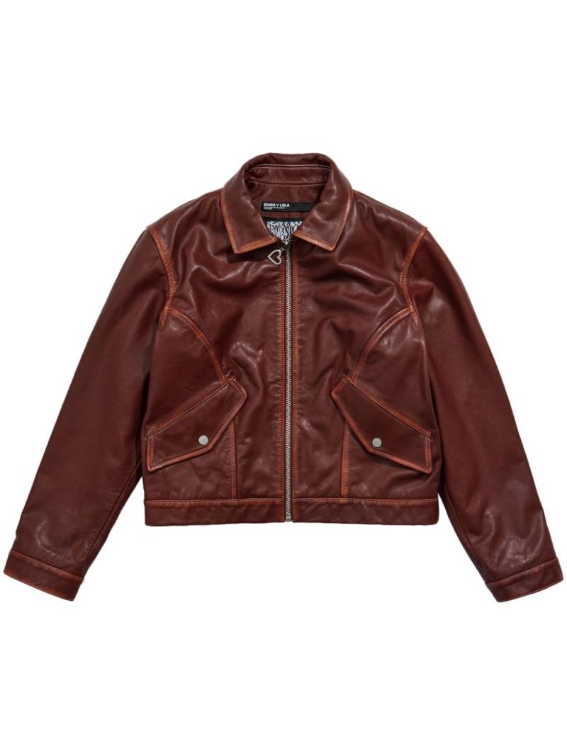 Bimba y Lola short leather jacket - Brown von Bimba y Lola