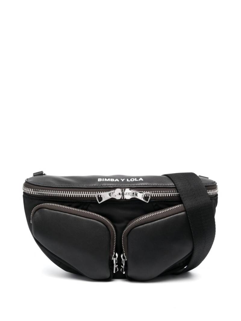 Bimba y Lola small Pocket leather belt bag - Black von Bimba y Lola