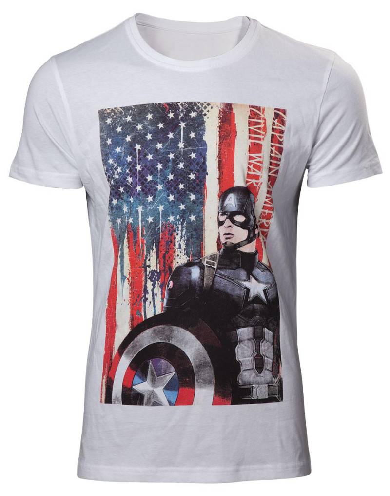 Bioworld - T-shirt Captain America Flag M, für Herren, Größe M von Bioworld