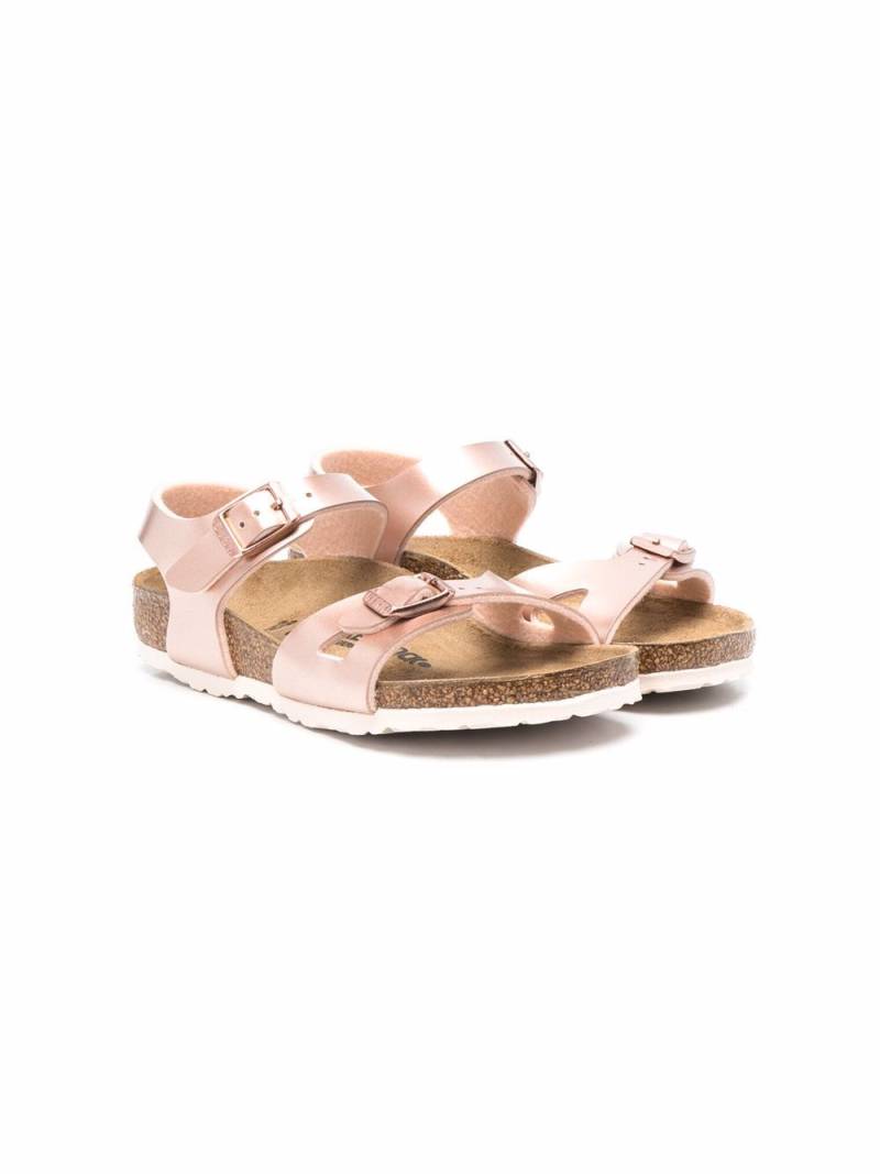 Birkenstock Kids metallic-effect leather sandals - Pink von Birkenstock Kids