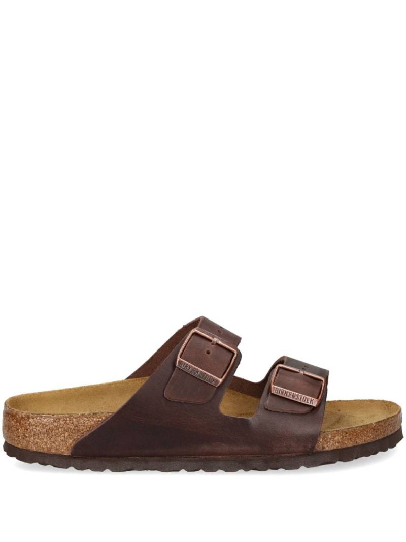 Birkenstock Arizona leather buckled slides - Brown von Birkenstock