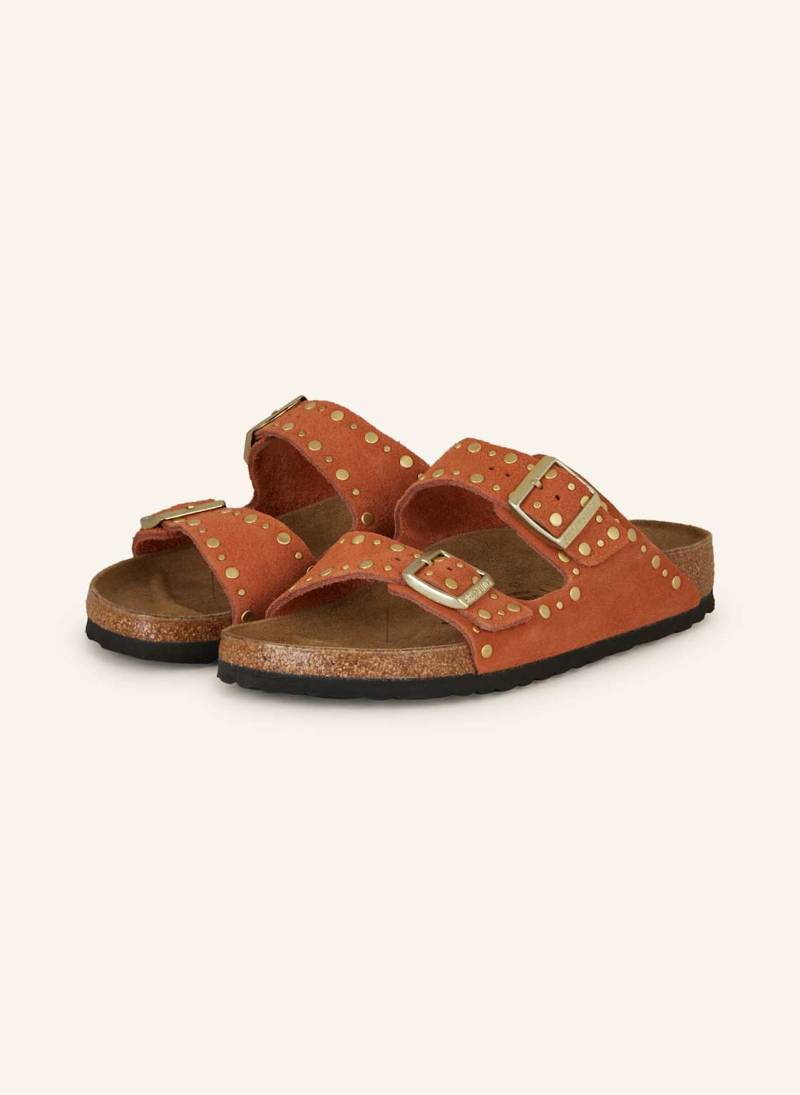 Birkenstock Pantoletten Arizona Rivet Border braun von Birkenstock