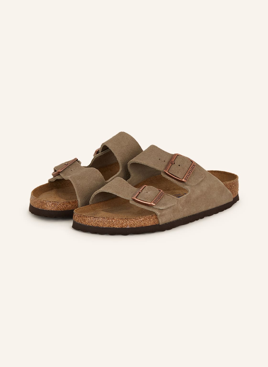 Birkenstock Pantoletten Arizona Suede beige von Birkenstock