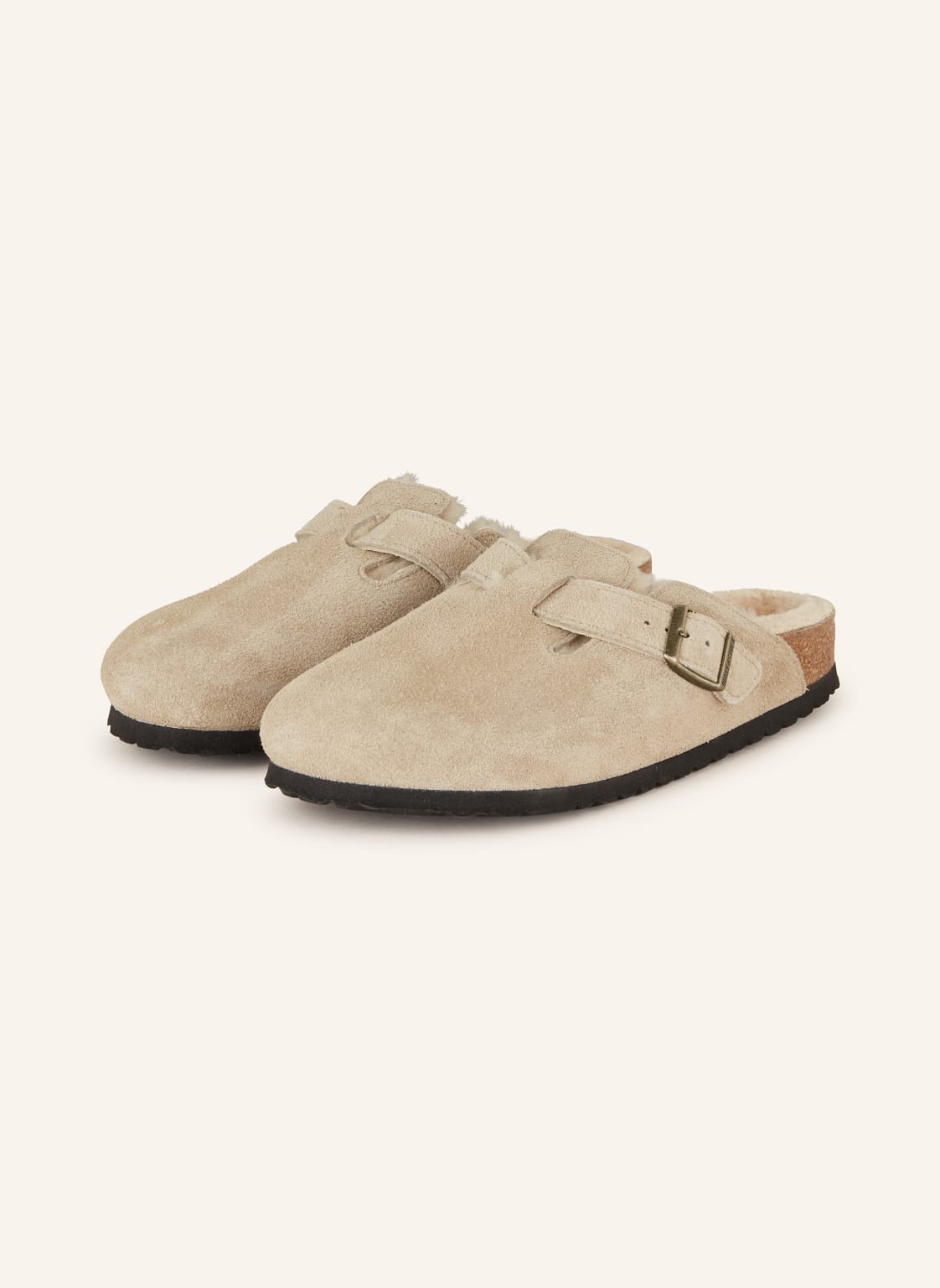 Birkenstock Pantoletten Boston Shearling beige von Birkenstock