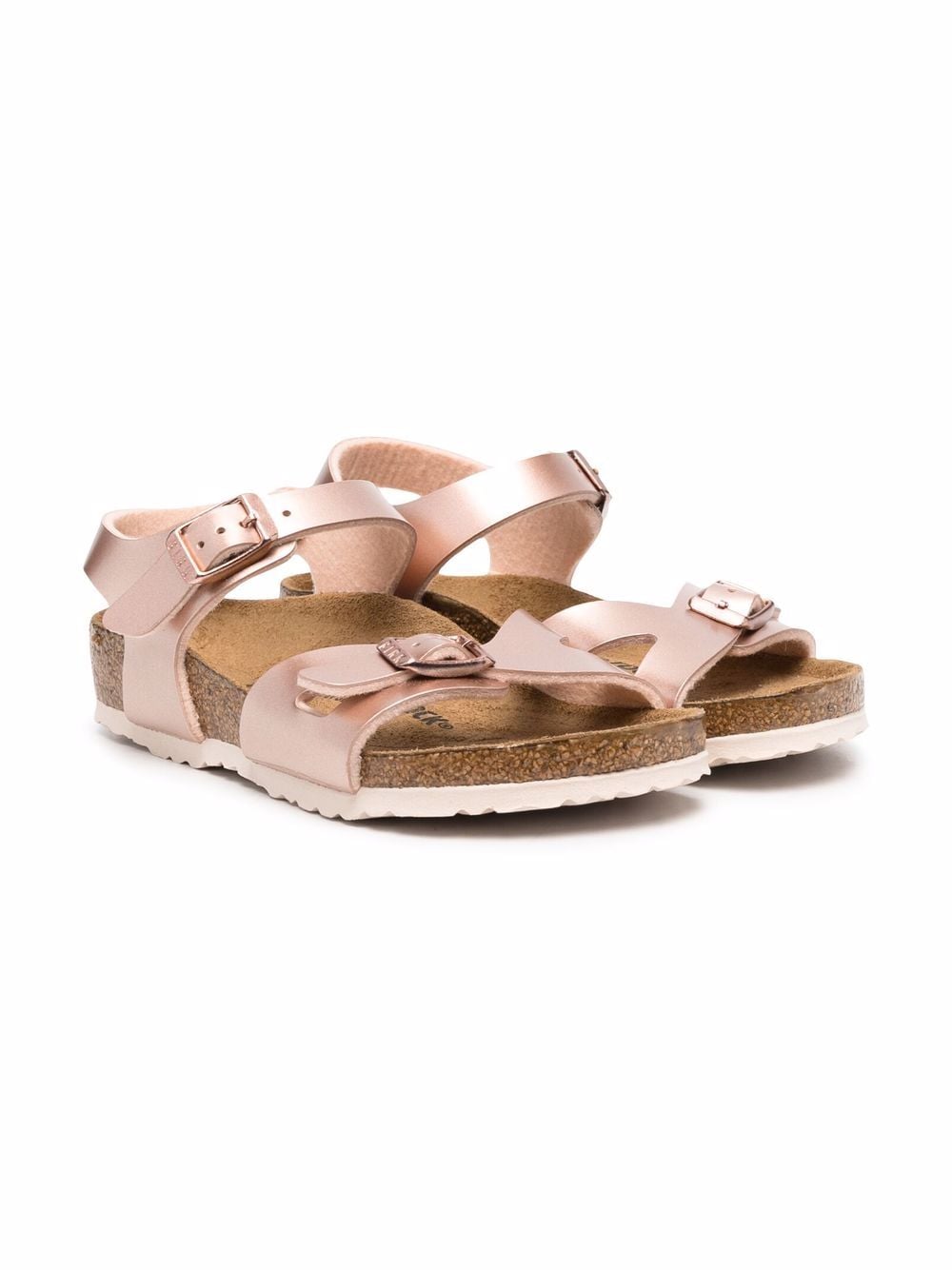Birkenstock Kids metallic leather-strap buckled sandals - Pink von Birkenstock Kids
