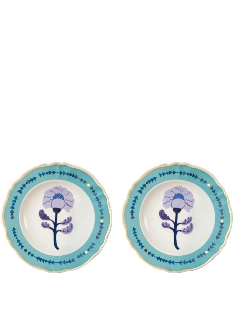 Bitossi Home Botanica porcelain set of two plates - Blue von Bitossi Home