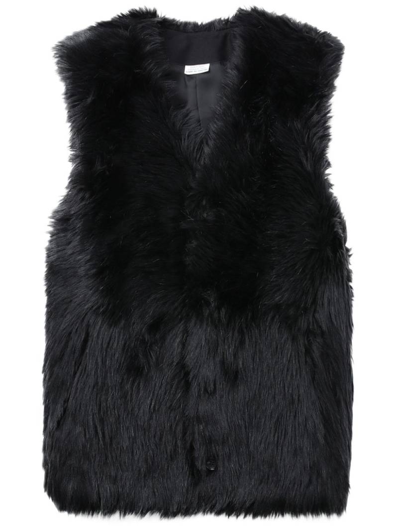 Black Comme Des Garçons V-neck faux-fur gilet von Black Comme Des Garçons