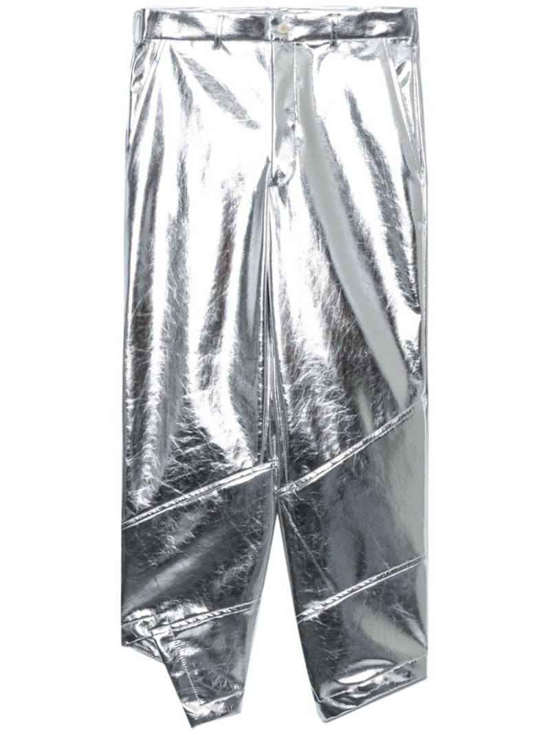 Black Comme Des Garçons asymmetric cropped trousers - Silver von Black Comme Des Garçons