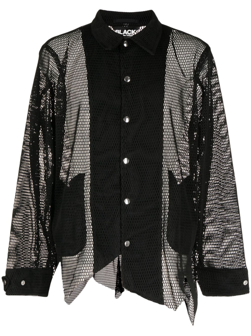 Black Comme Des Garçons asymmetric open-knit shirt jacket von Black Comme Des Garçons