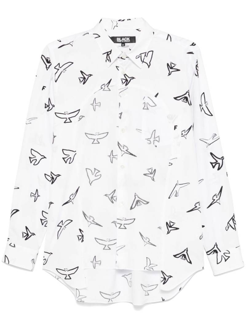 Black Comme Des Garçons birds-print shirt - White von Black Comme Des Garçons