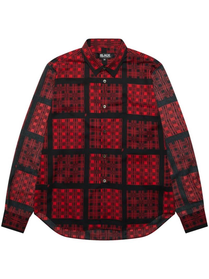 Black Comme Des Garçons check-print long-sleeve shirt - Red von Black Comme Des Garçons