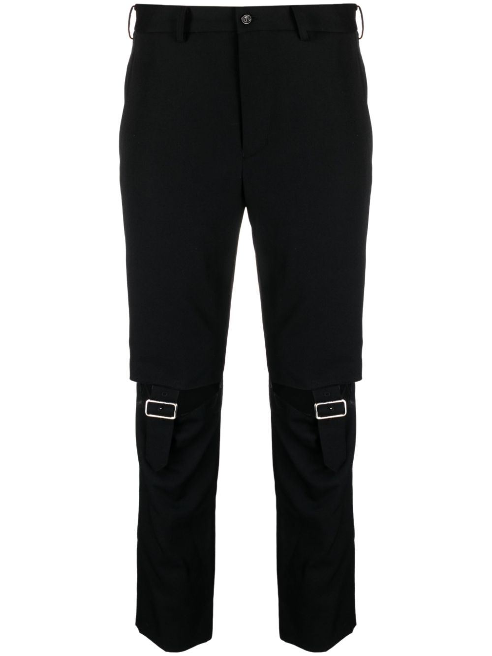 Black Comme Des Garçons cut-out buckle-detail skinny trousers von Black Comme Des Garçons