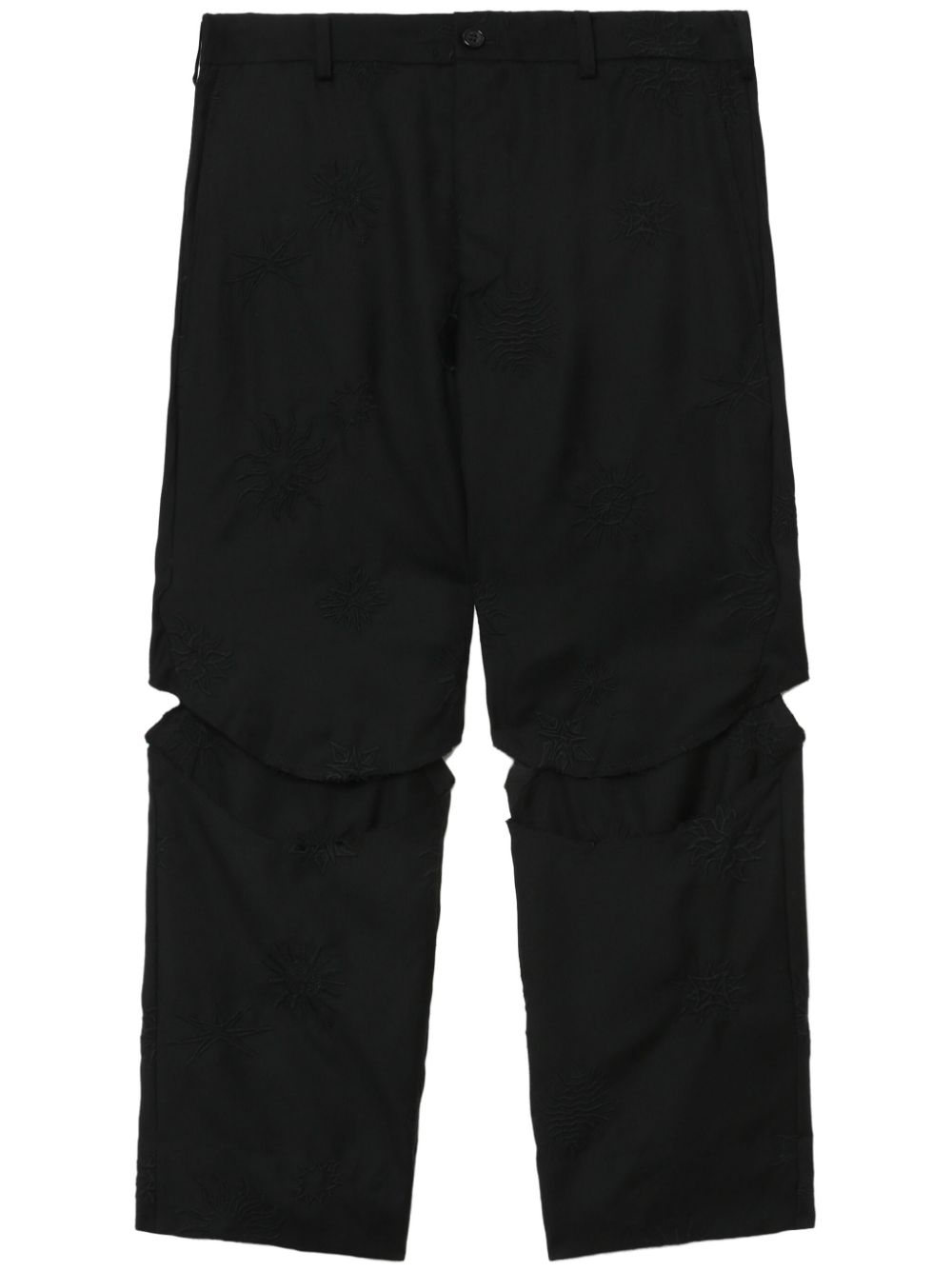 Black Comme Des Garçons cut-out cropped wool trousers von Black Comme Des Garçons