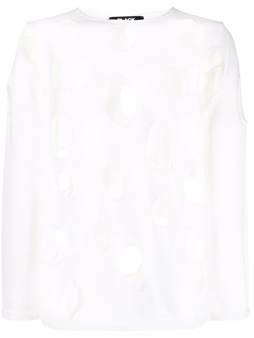 Black Comme Des Garçons cut-out hole jumper - White von Black Comme Des Garçons