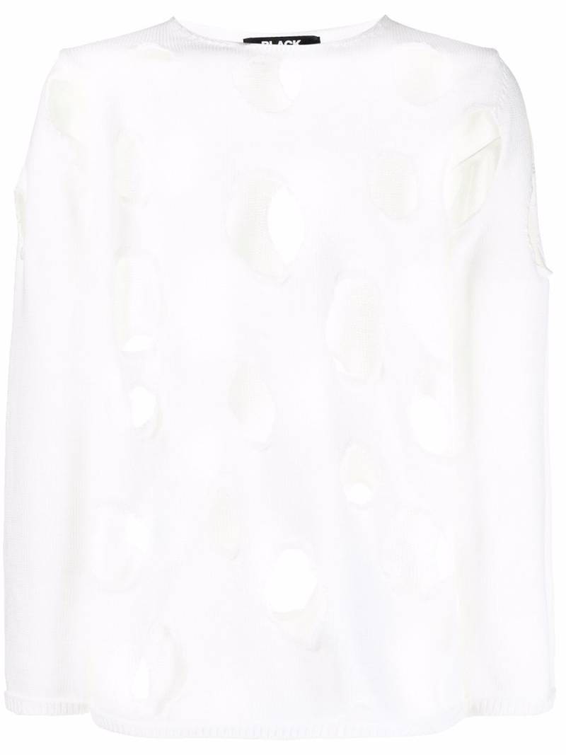 Black Comme Des Garçons cut-out hole jumper - White von Black Comme Des Garçons