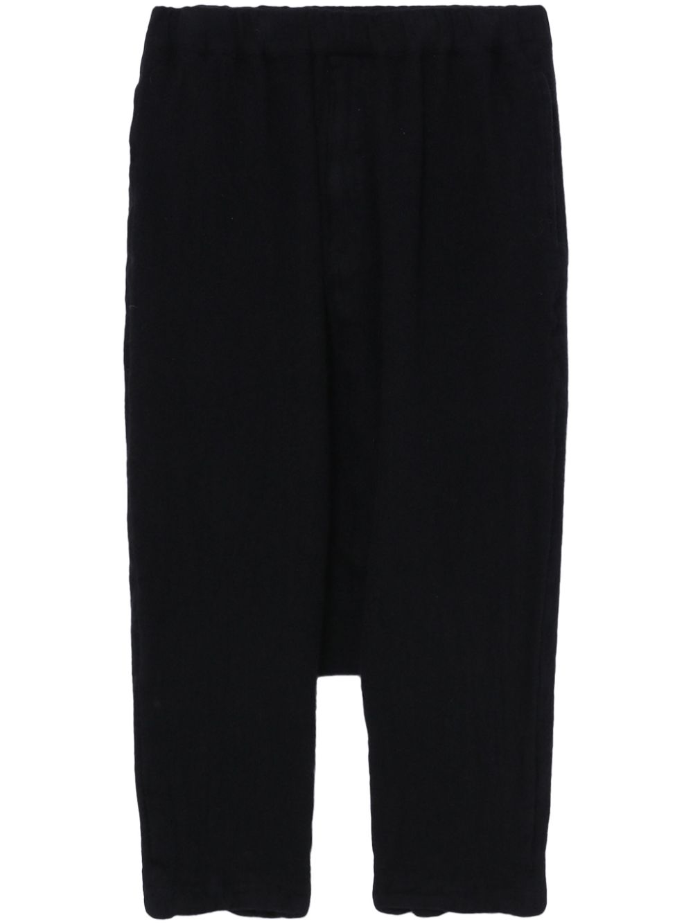 Black Comme Des Garçons drop-crotch cropped trousers von Black Comme Des Garçons