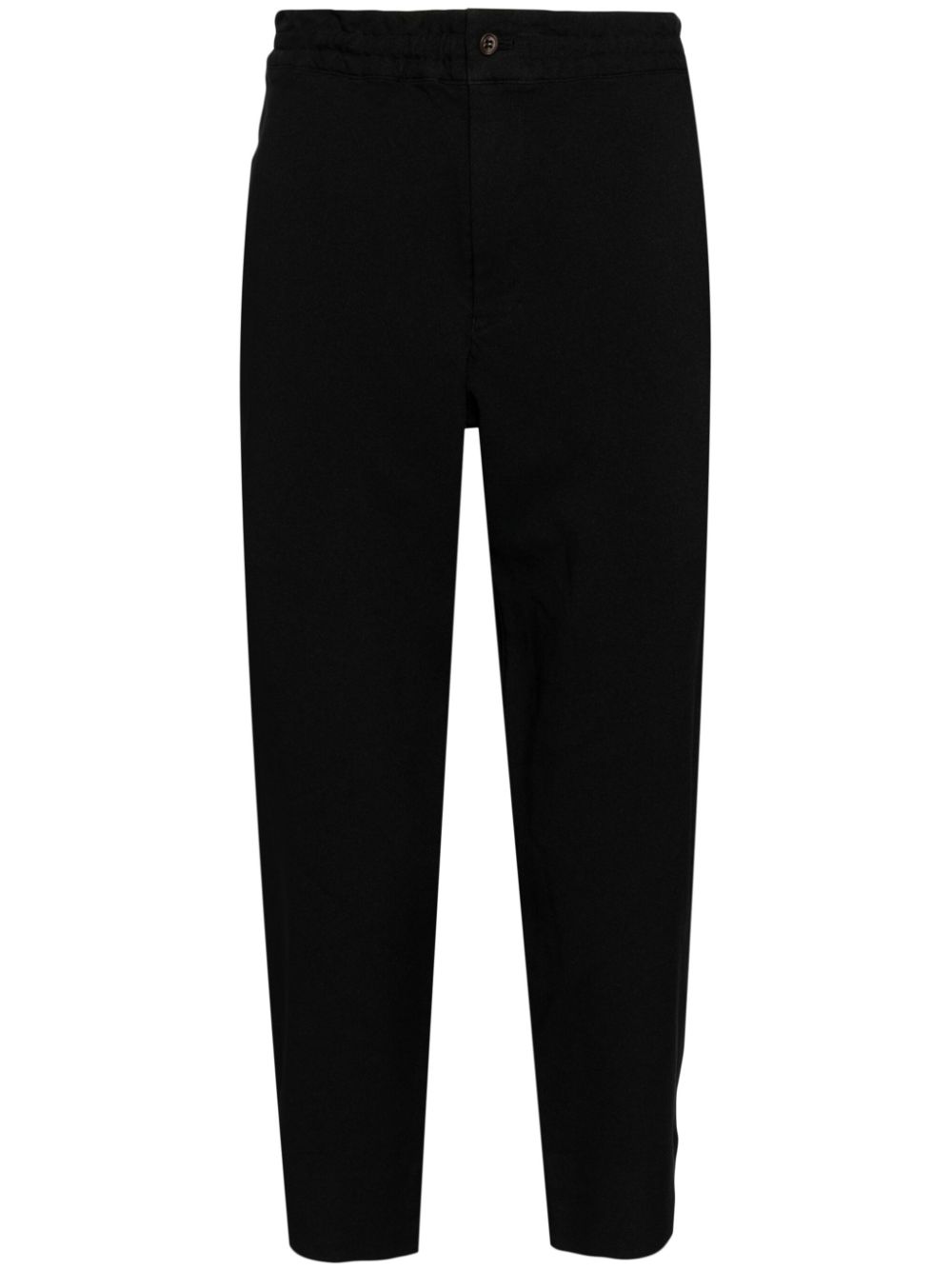 Black Comme Des Garçons elasticated waist cropped trousers von Black Comme Des Garçons