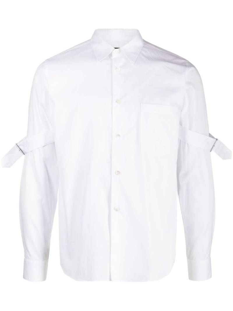 Black Comme Des Garçons elbow-buckle detailed cotton shirt - White von Black Comme Des Garçons