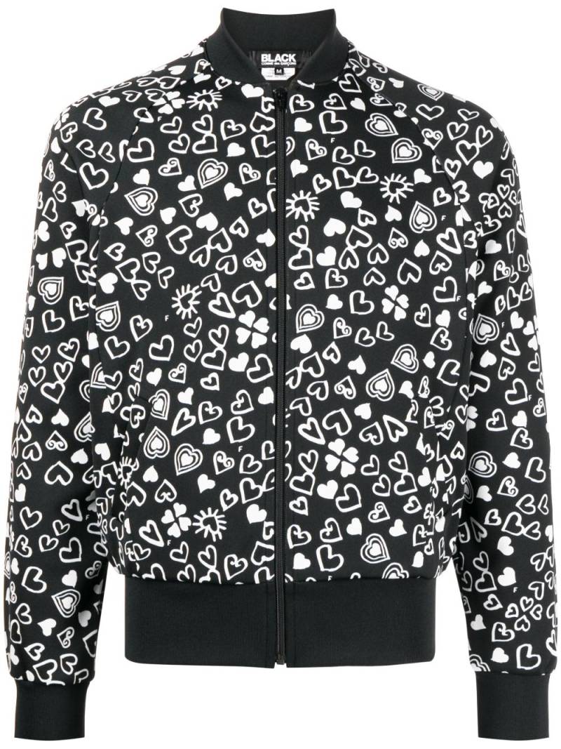 Black Comme Des Garçons heart-print zipped bomber jacket von Black Comme Des Garçons