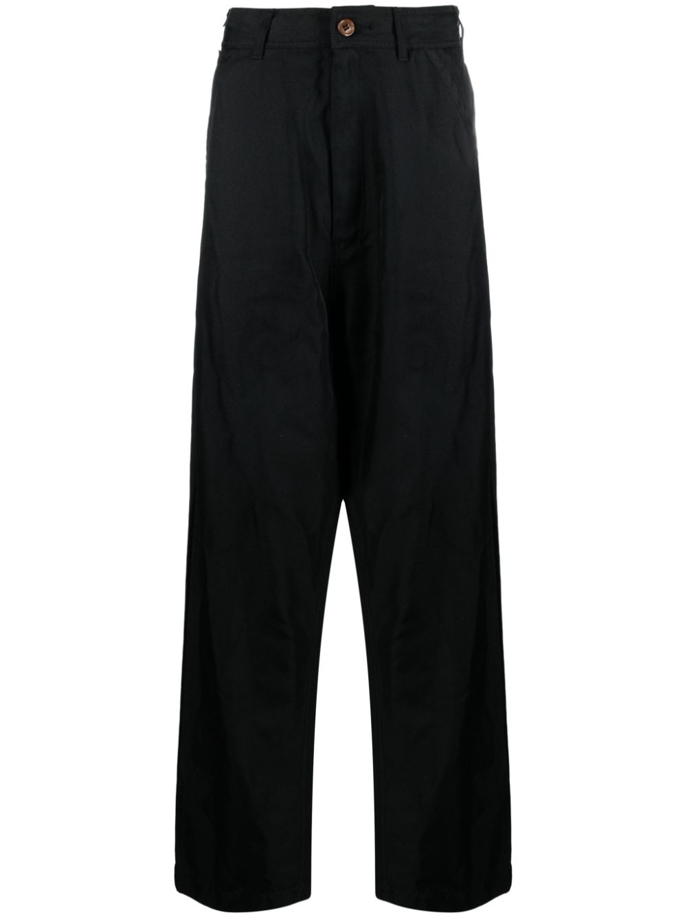 Black Comme Des Garçons high-waisted twill drop-crotch trousers von Black Comme Des Garçons