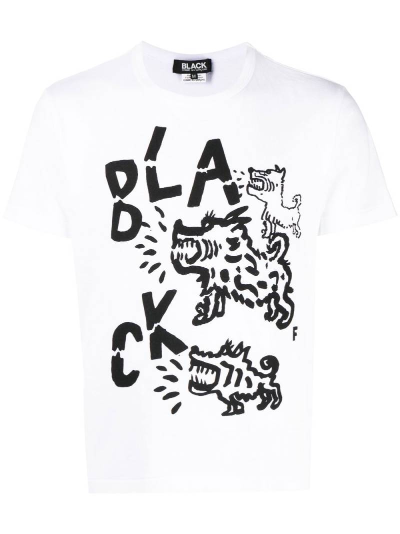 Black Comme Des Garçons logo-print short-sleeve T-shirt - White von Black Comme Des Garçons