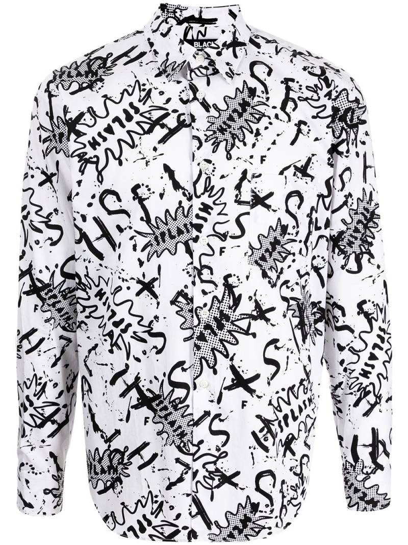 Black Comme Des Garçons splash-print shirt - White von Black Comme Des Garçons