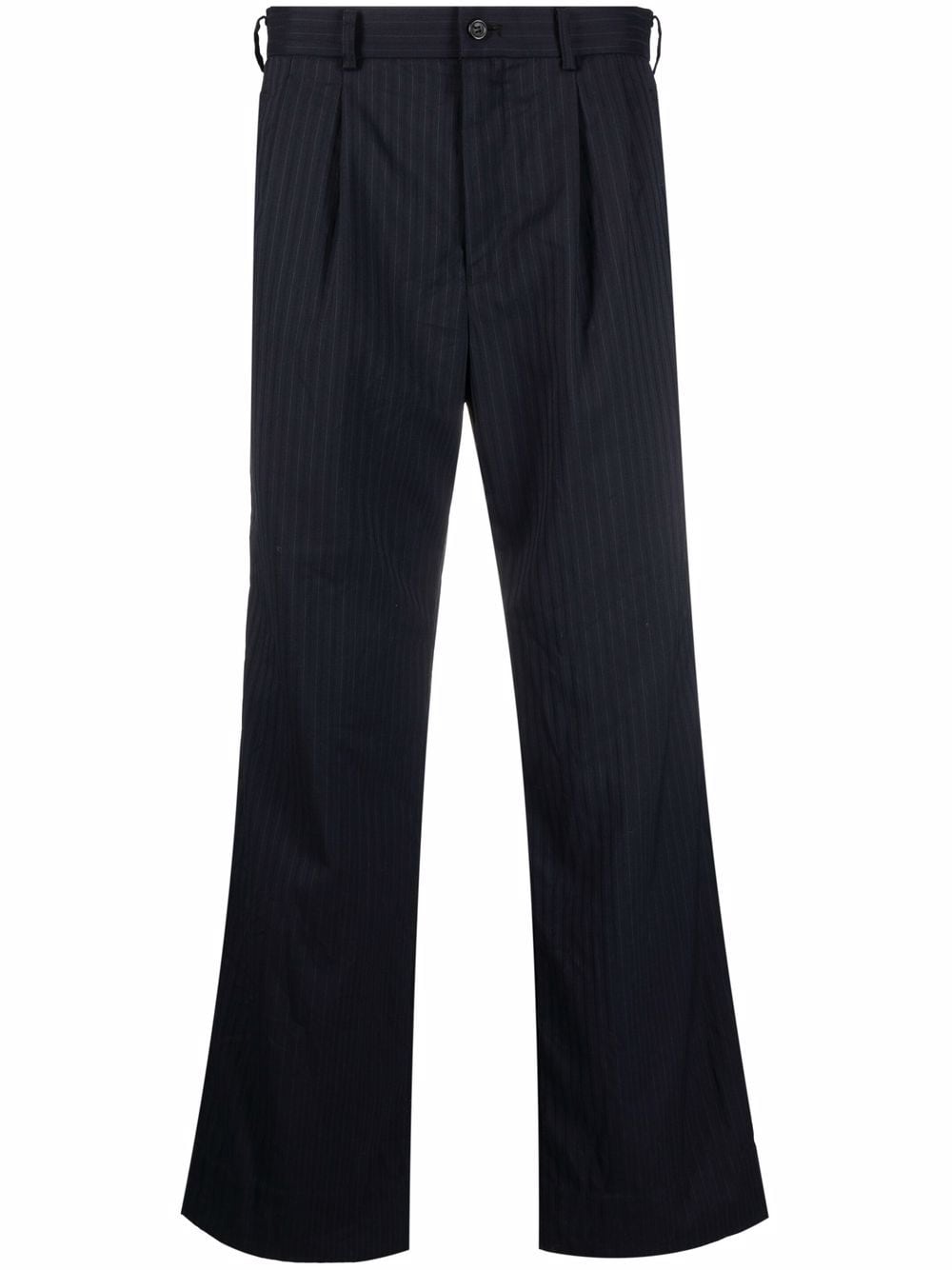 Black Comme Des Garçons straight-leg pinstripe trousers - Blue von Black Comme Des Garçons