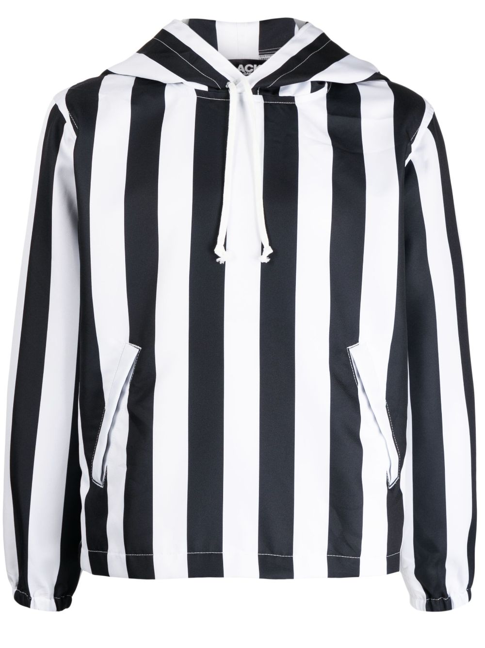 Black Comme Des Garçons striped long-sleeved hoodie - White von Black Comme Des Garçons