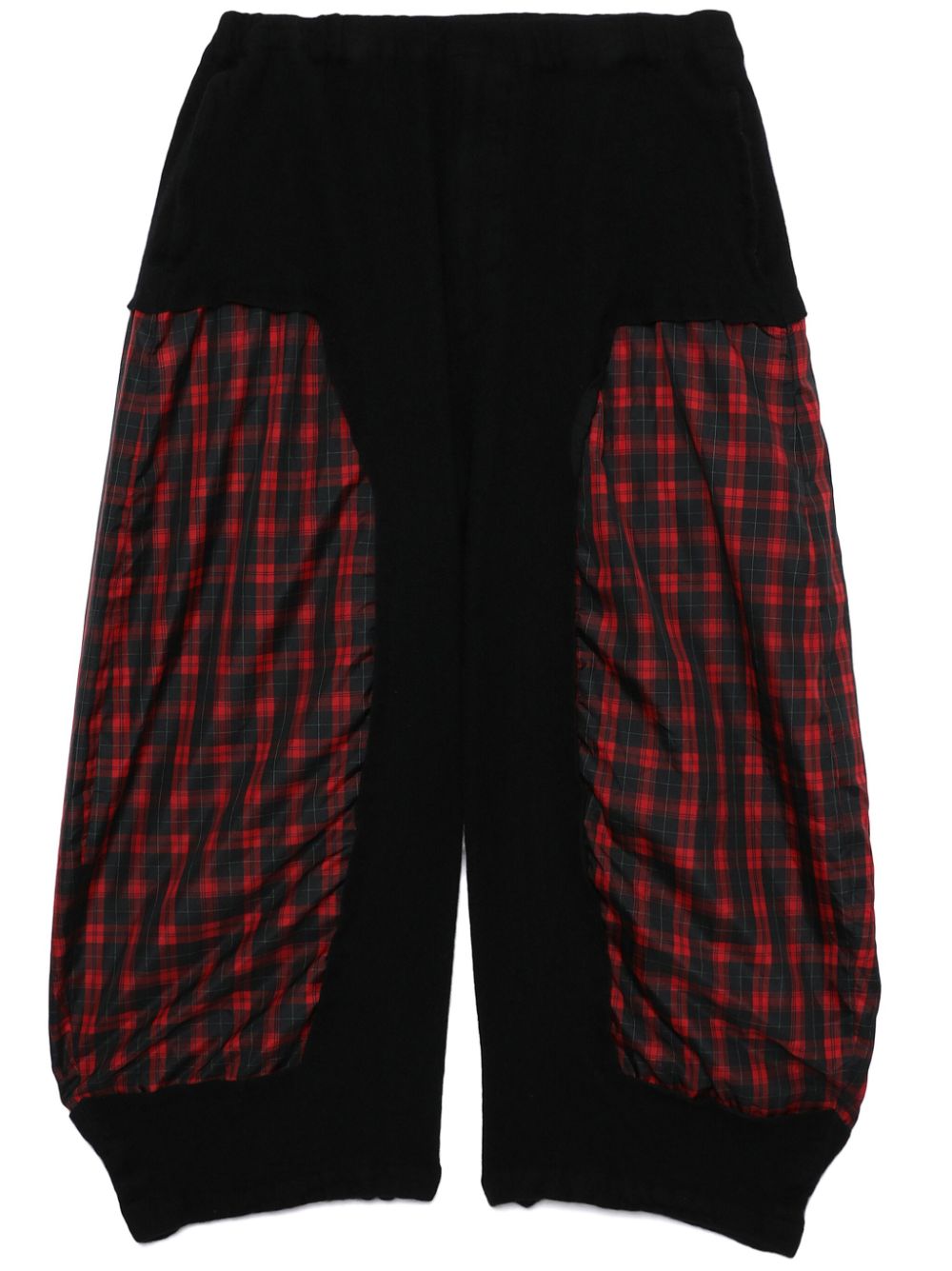 Black Comme Des Garçons tartan-check panel trousers von Black Comme Des Garçons