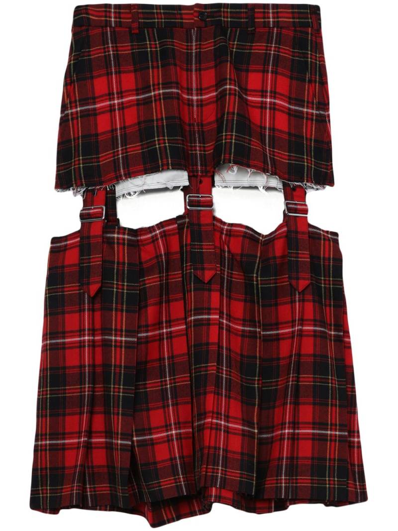 Black Comme Des Garçons tartan pleated midi skirt - Red von Black Comme Des Garçons