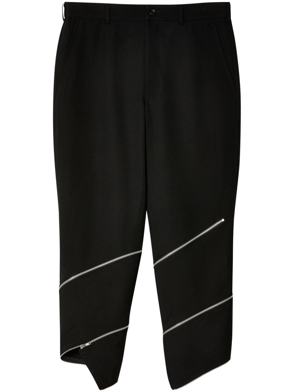 Black Comme Des Garçons zip wool cropped trousers von Black Comme Des Garçons