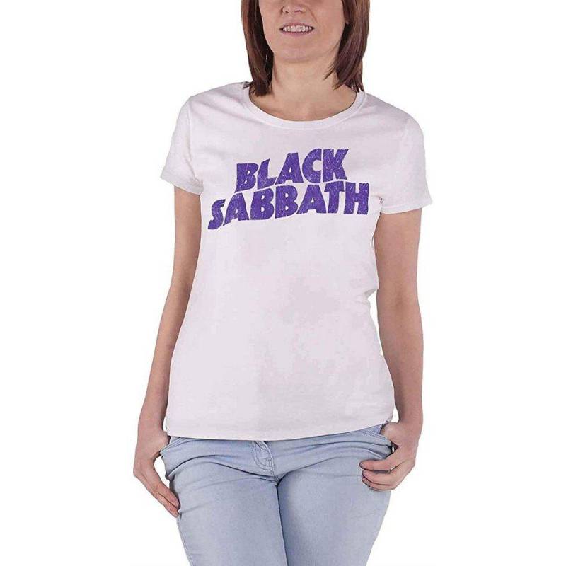 Tshirt Logo Damen Weiss L von Black Sabbath