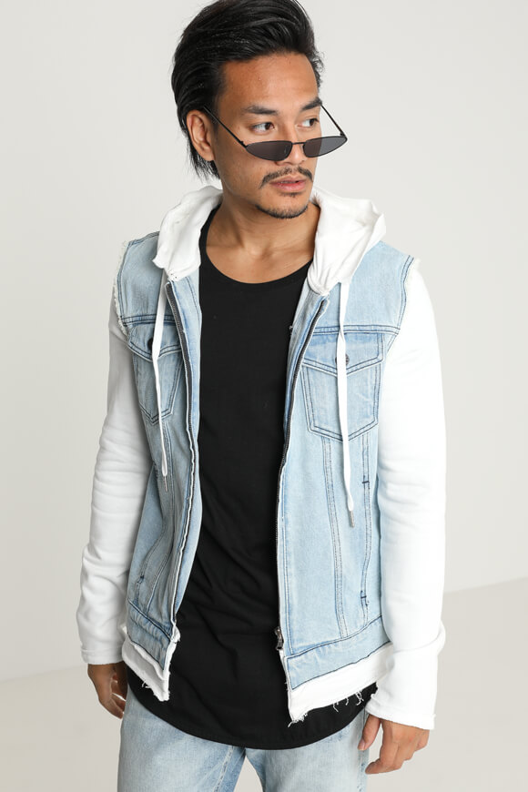 BlackSalt Jeansjacke | Hellblau + Weiss | Herren  | L von BlackSalt