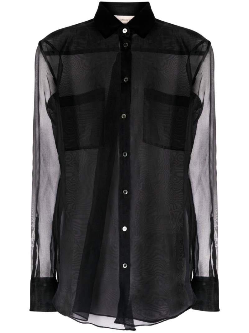 Blanca Vita Capparis semi-sheer silk shirt - Black von Blanca Vita