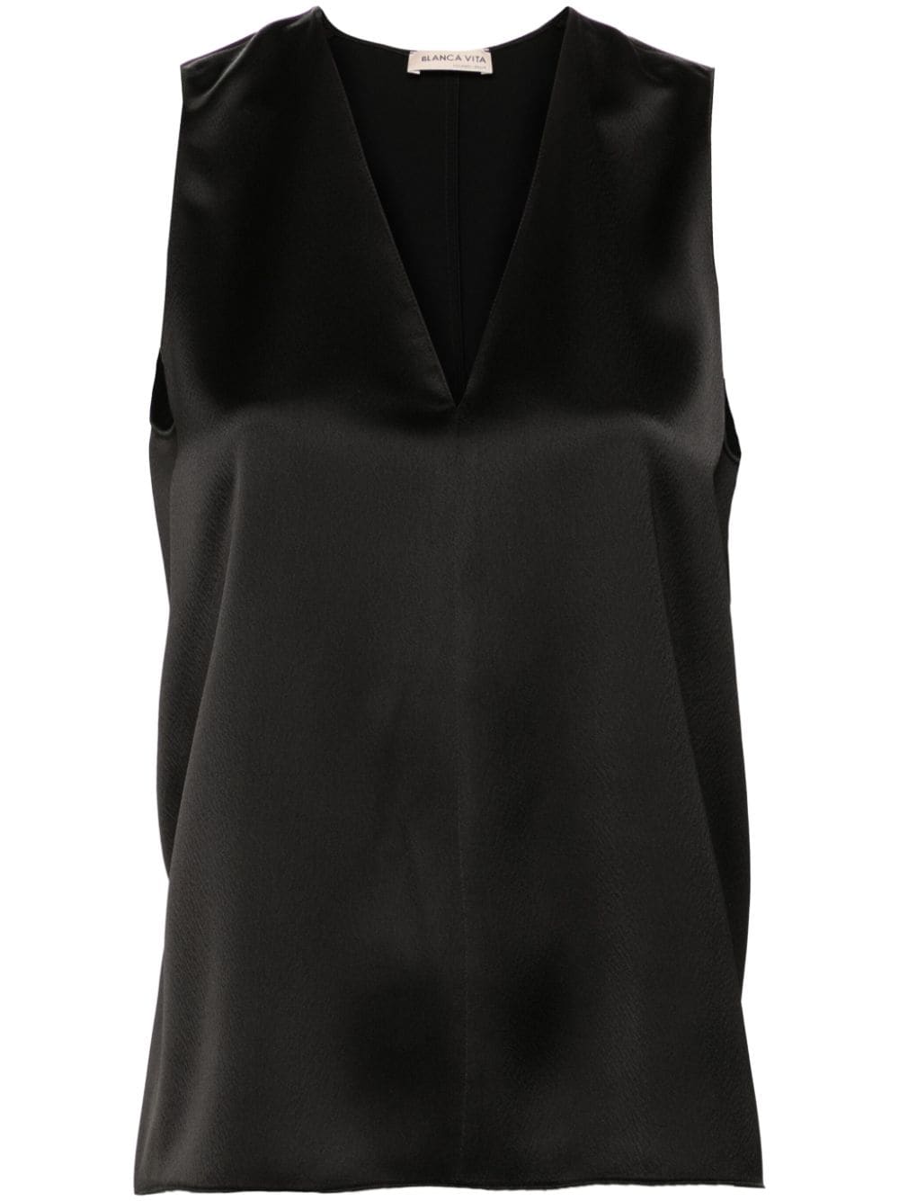 Blanca Vita Tropeche sleeveless satin blouse - Black von Blanca Vita