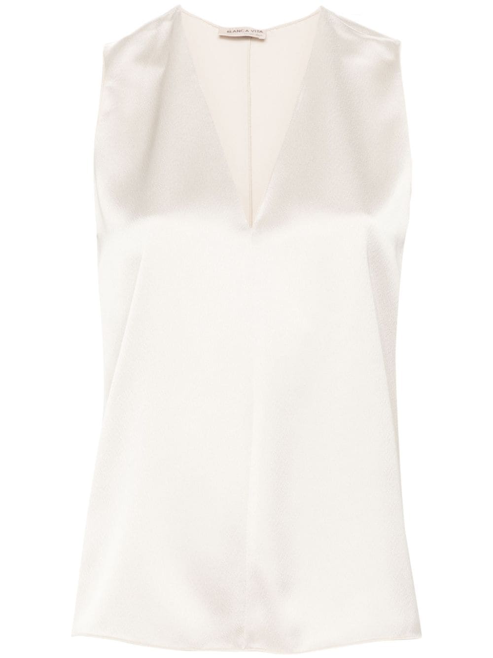 Blanca Vita Tropeche sleeveless satin blouse - Neutrals von Blanca Vita