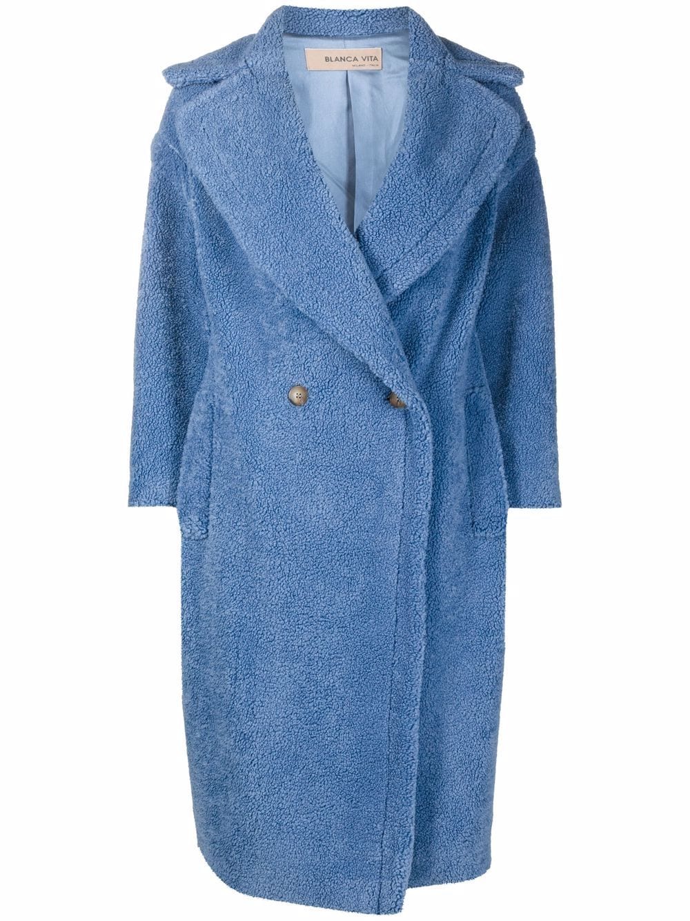 Blanca Vita Tuia double-breasted teddy coat - Blue von Blanca Vita