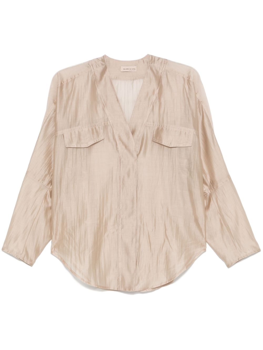 Blanca Vita V-neck blouse - Neutrals von Blanca Vita