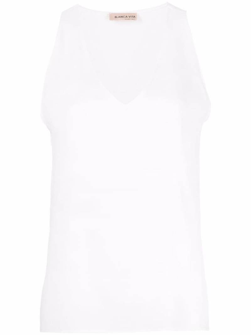 Blanca Vita V-neck vest top - White von Blanca Vita