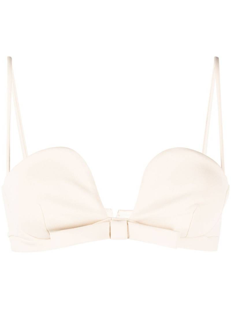 Blanca Vita bow-detail cropped top - Neutrals von Blanca Vita