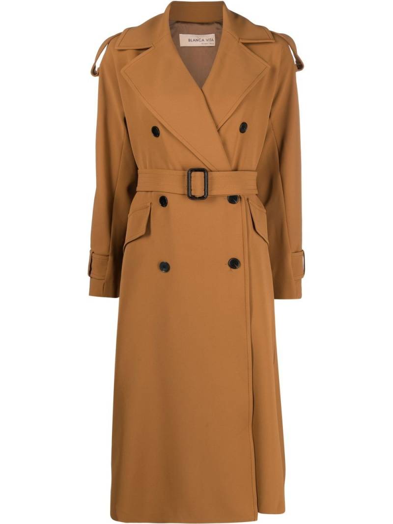 Blanca Vita double-breasted coat - Brown von Blanca Vita