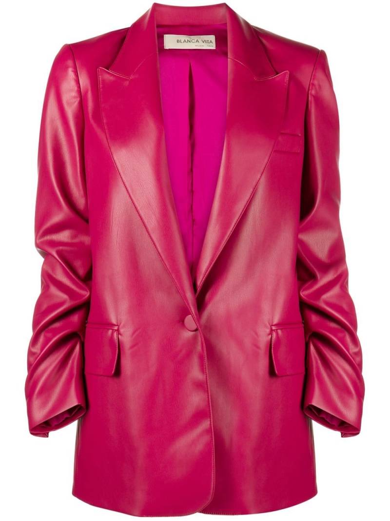 Blanca Vita faux-leather single-breasted blazer - Pink von Blanca Vita