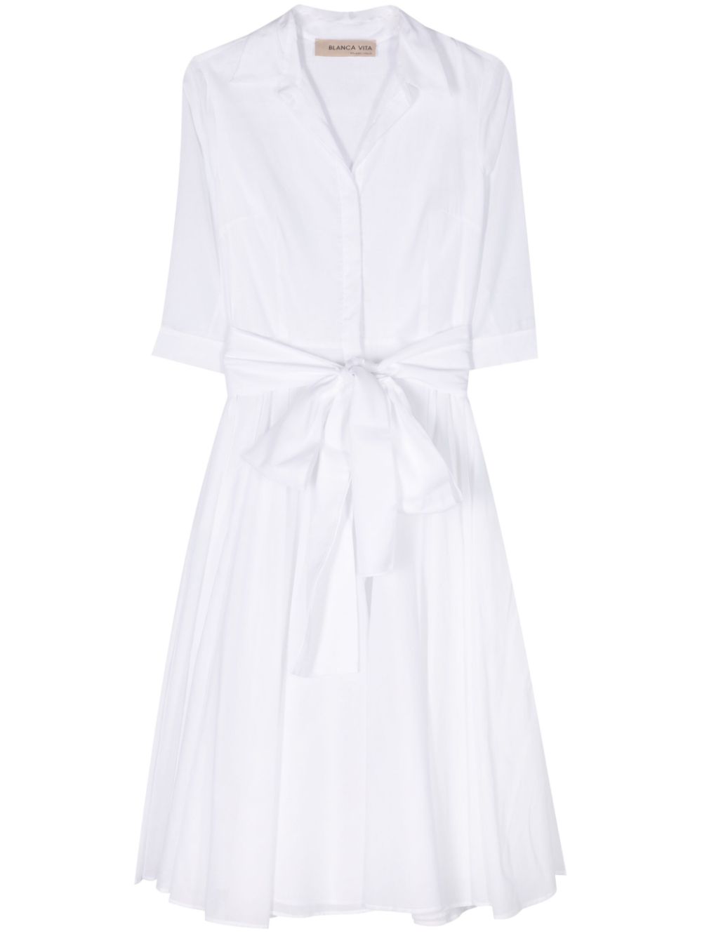 Blanca Vita flared midi shirtdress - White von Blanca Vita