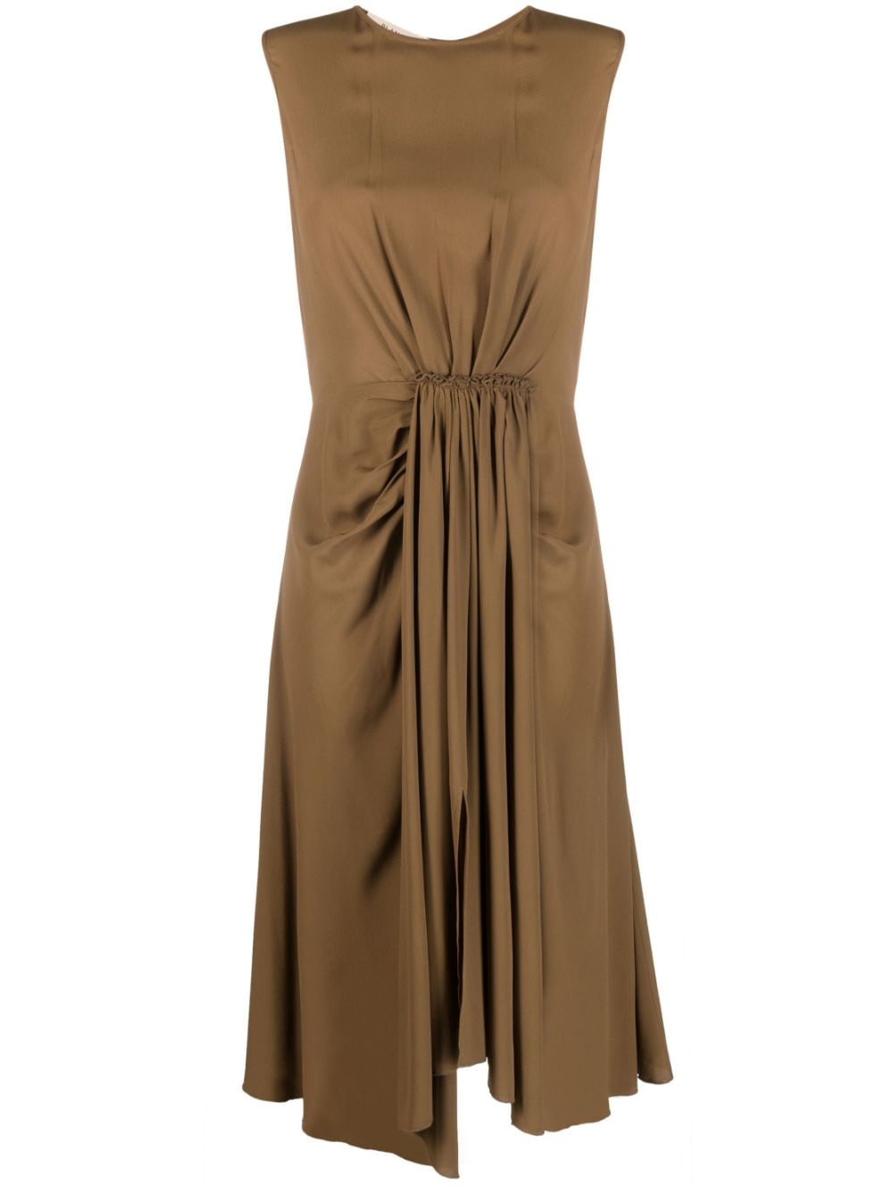 Blanca Vita gathered-detail sleeveless dress - Brown von Blanca Vita